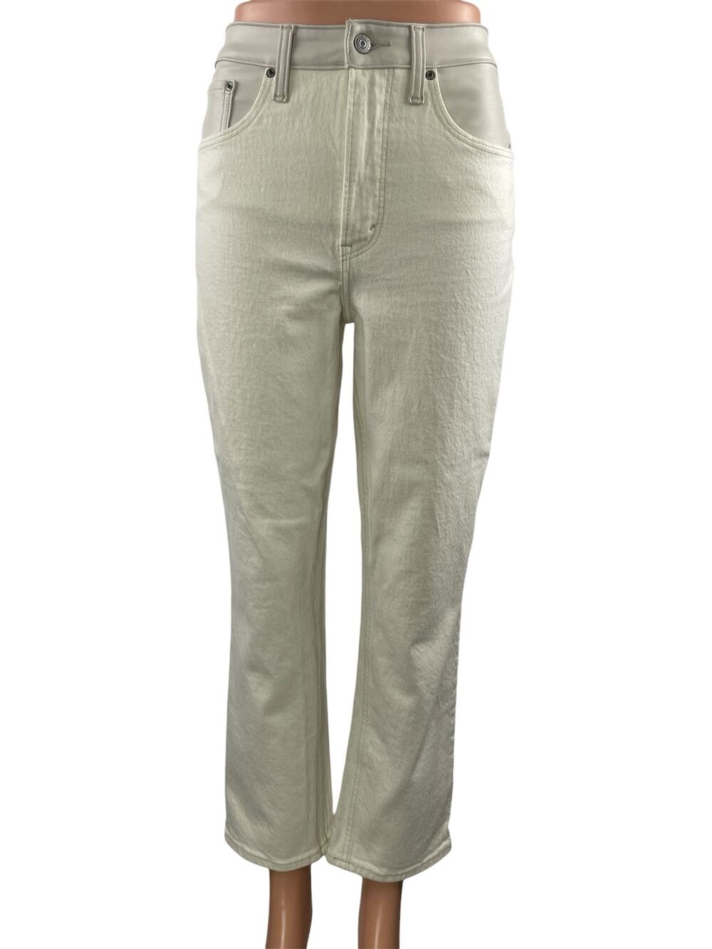 Abercrombie & Fitch Cream Ultra High Rise Straight Denim Jeans Pants Size 26/2XS